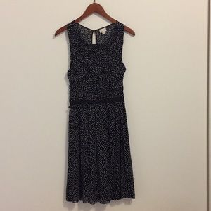 Navy and white polka dot dress